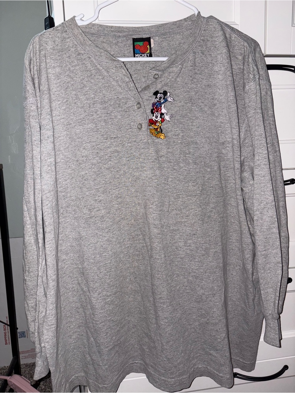 Vintage Disney Mickey Long-Sleeve Henley Shirt XL
